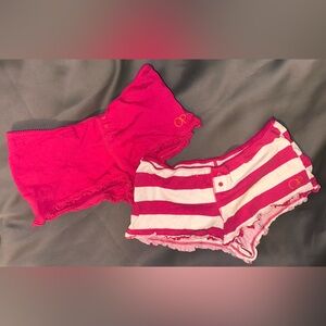 Y2K OP Cotton Ruffle Shorts Pink And Pink & White Stripe
